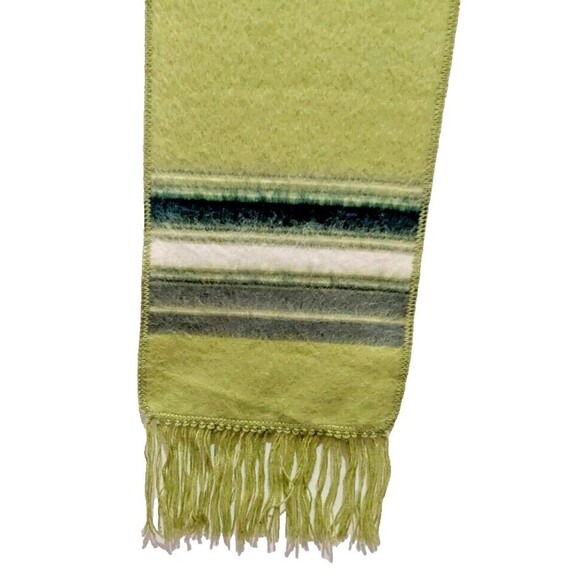 Alpaca Carrasco Lime Green Stripe Scarf  Made in Peru  Fringe Women - Picture 4 of 6